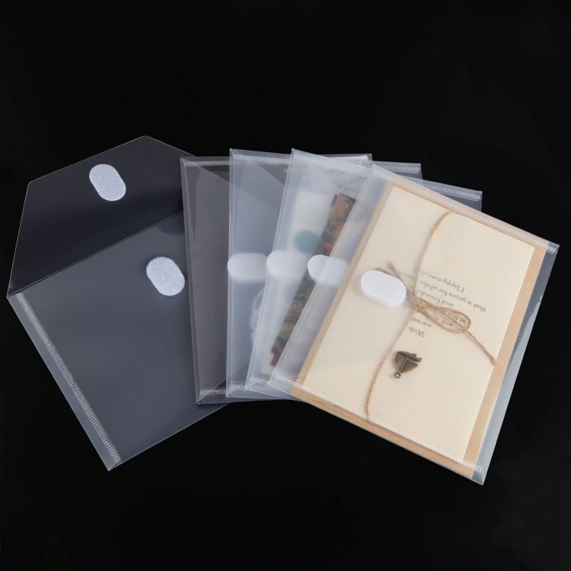 No branded PLESIU Tatane 12 Packs Clear Plastic Small Envelope with Hook & Loop Closure 5 x 7 Ploy Envelope for Receipe/Check - Image 3